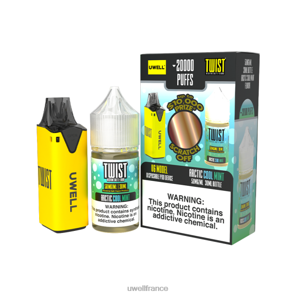 UWELL V6 appareil jetable + jus daddy\'s vapor 30ml - pack collab | UWELL Disposable Vape clr : bleu/flv : pomme pastèque 50 mg 84P4N205