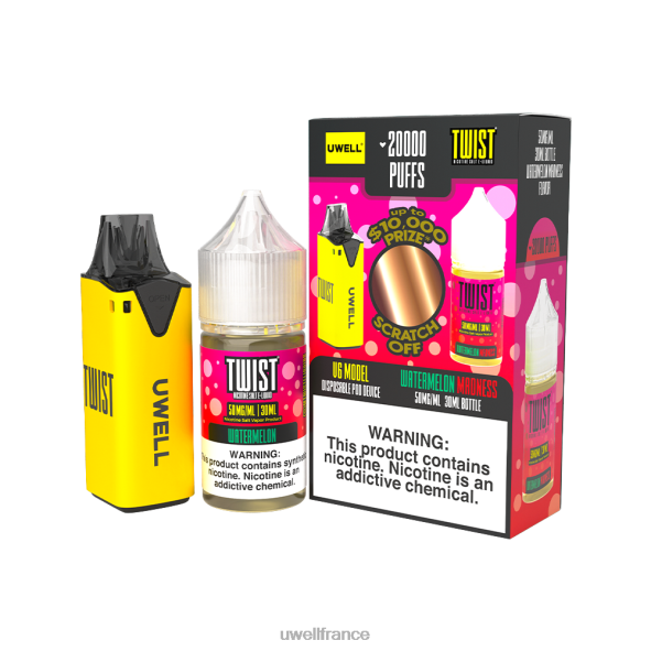UWELL V6 appareil jetable + jus daddy\'s vapor 30ml - pack collab | UWELL Disposable Vape clr : bleu/flv : pomme pastèque 50 mg 84P4N205