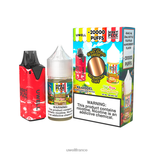 UWELL V6 appareil jetable + jus daddy\'s vapor 30ml - pack collab | UWELL Disposable Vape clr : bleu/flv : pomme pastèque 50 mg 84P4N205
