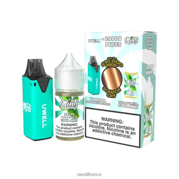 UWELL V6 appareil jetable + jus daddy\'s vapor 30ml - pack collab | UWELL Disposable Vape clr : bleu/flv : pomme pastèque 50 mg 84P4N205
